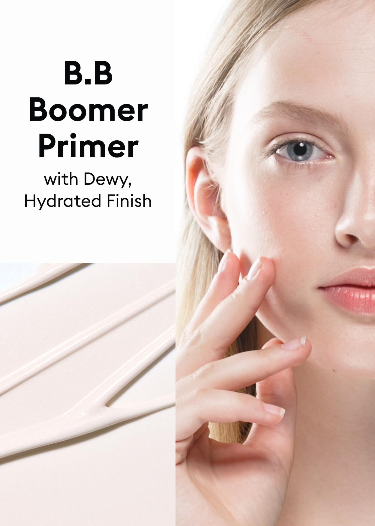 MISSHA M BB Boomer Primer glass bottle close-up highlights radiant skin prep and luminous glow.