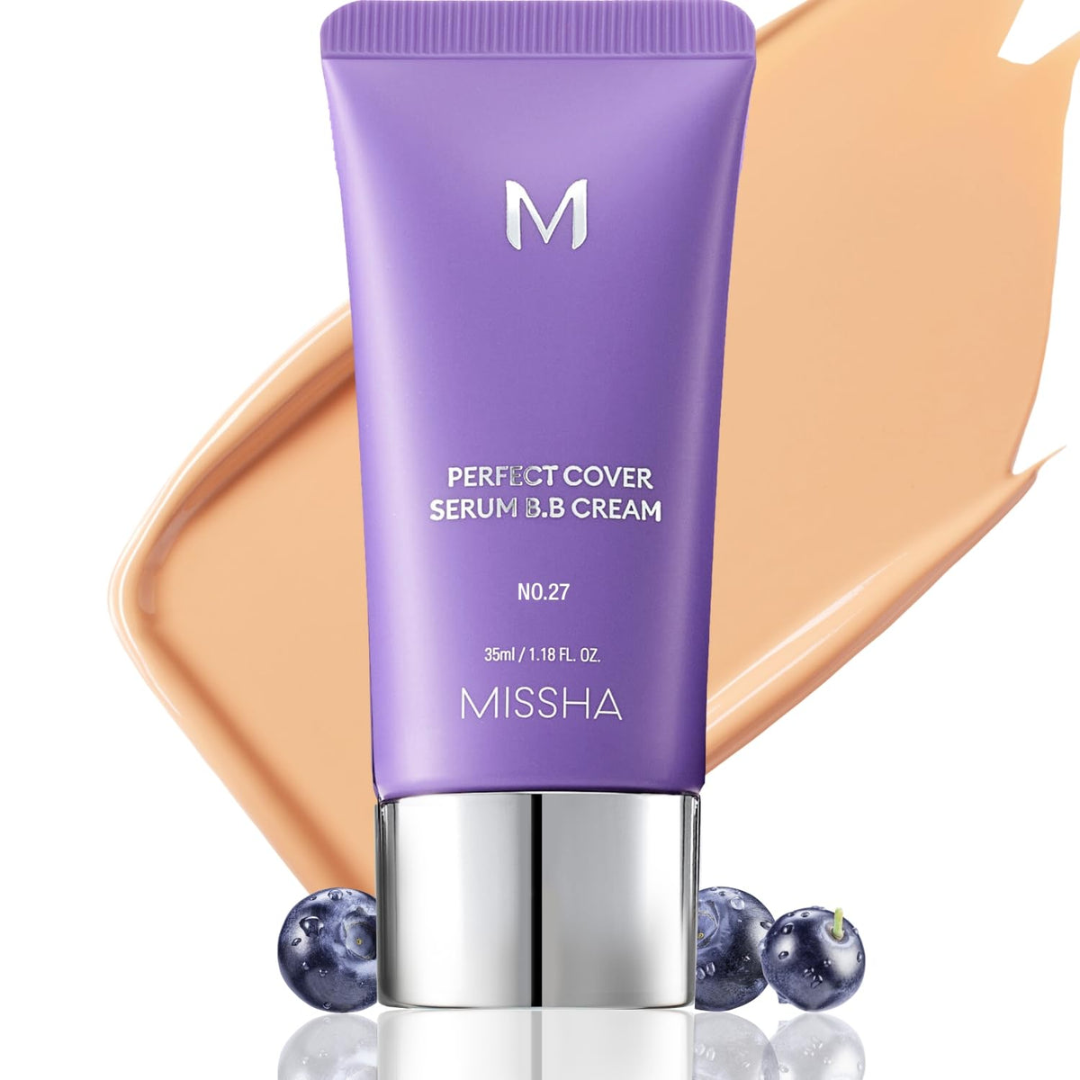 MISSHA Serum BB Cream No.27 Honey Beige bottle closeup for radiant, lightweight coverage.