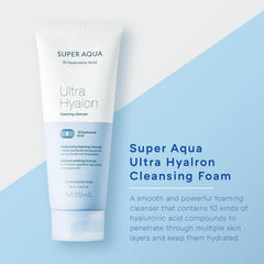 Missha cleansing foam close-up on face demonstrating soft, hydrating cleanse