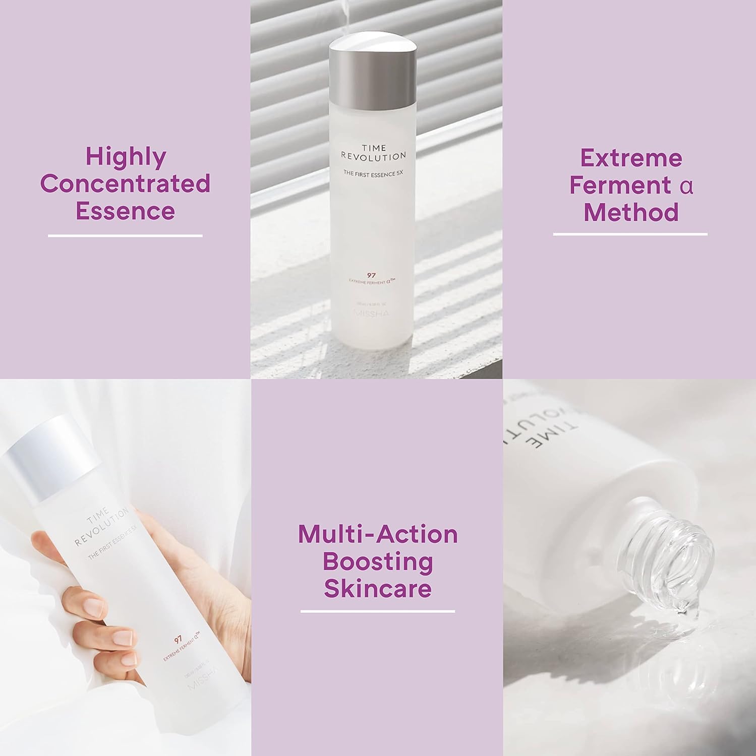 MISSHA Time Revolution First Essence 5X cotton-pad application to even texture and hydration.