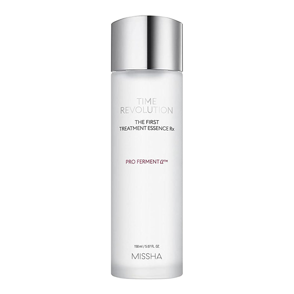 MISSHA Time Revolution First Essence RX bottle shows lightweight hydration for all-day moisture