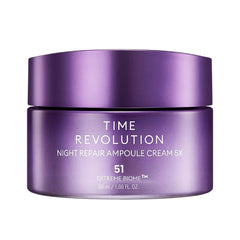 MISSHA Time Revolution Night Repair Ampoule Cream jar closeup showing rich texture for overnight radiance