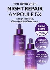 MISSHA Time Revolution Night Repair serum ampoule drops showcasing quick absorption