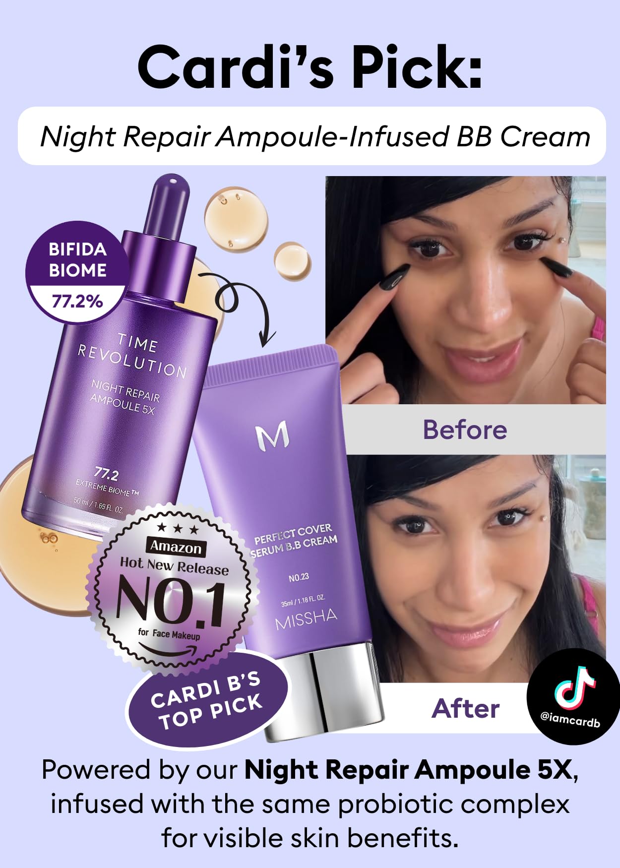 MISSHA Time Revolution Night Repair bottle in night routine setup