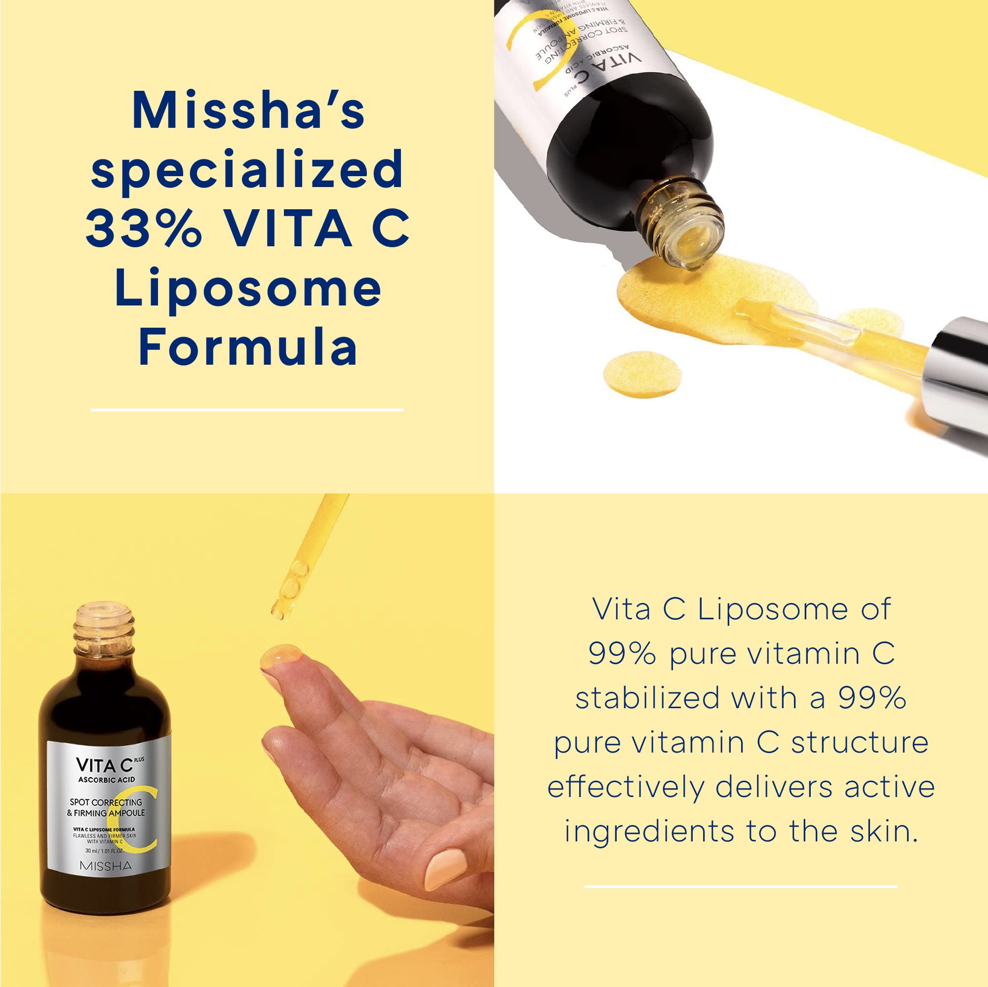 MISSHA Vita C Plus application on cheek demonstrates even coverage and quick absorption