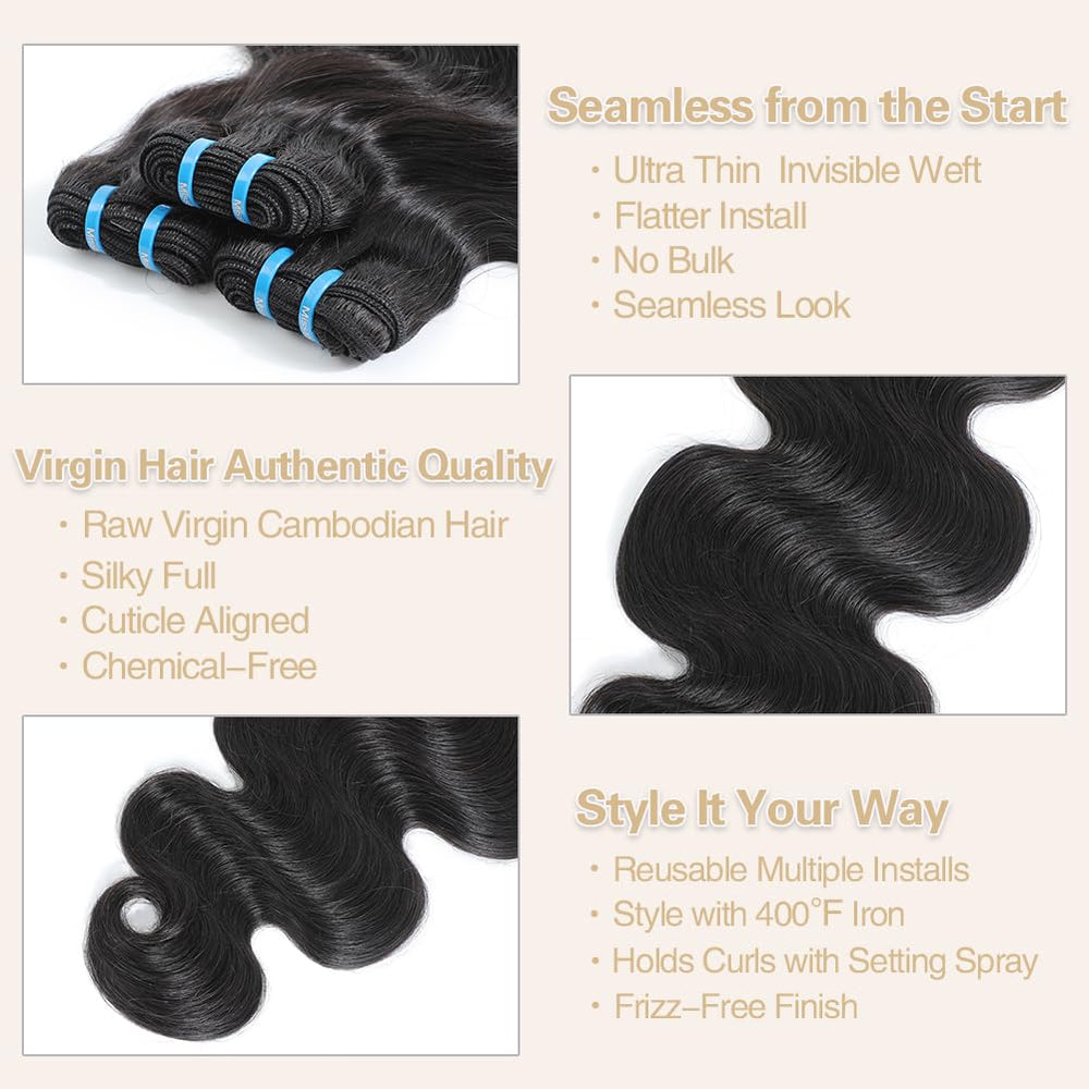 Misstoo Cambodian body wave 22-inch bundle ready for long-lasting versatile styling.