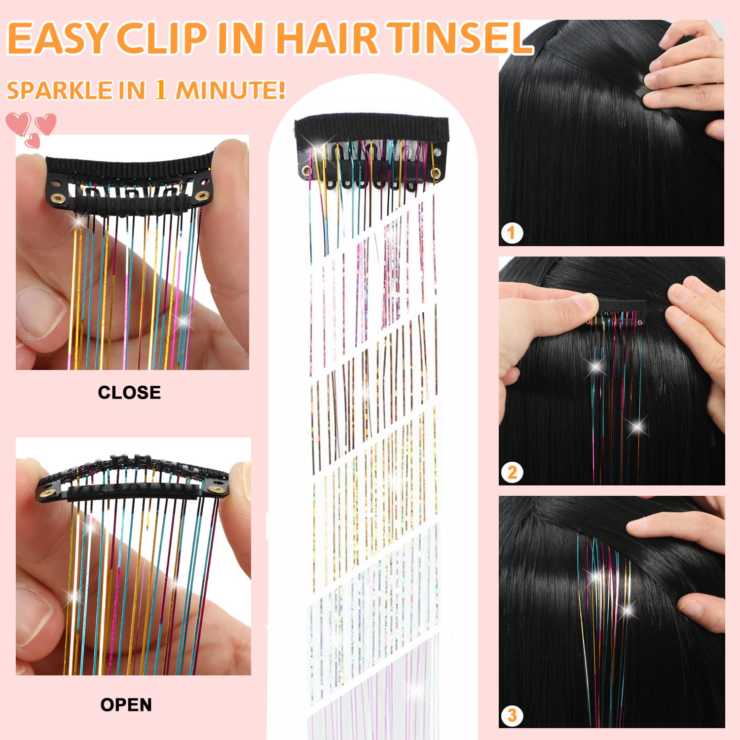 MISSUHUI rainbow tinsel enhances festival looks with multi-color sparkle