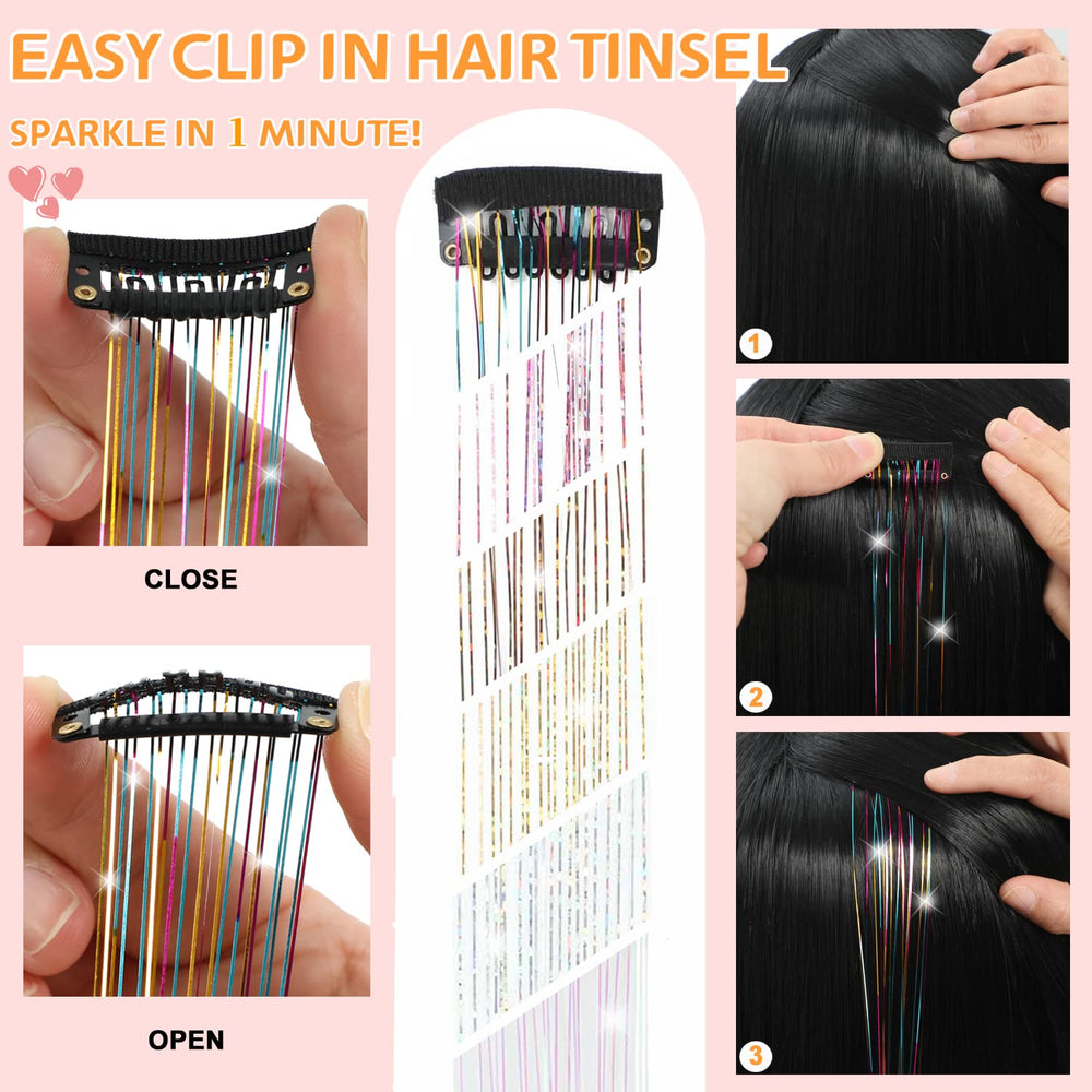 MISSUHUI rainbow tinsel enhances festival looks with multi-color sparkle