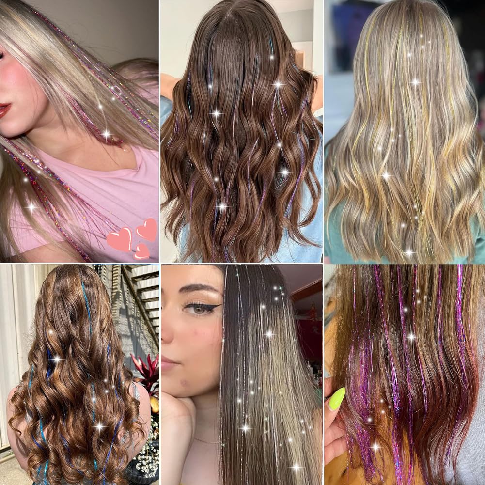 MISSUHUI pink tinsel offers cute, eye-catching shimmer for tween styles