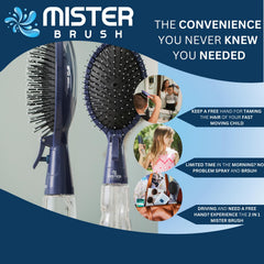 Mister Brush pink hair-styling in-use for convenient 2-in-1 efficiency