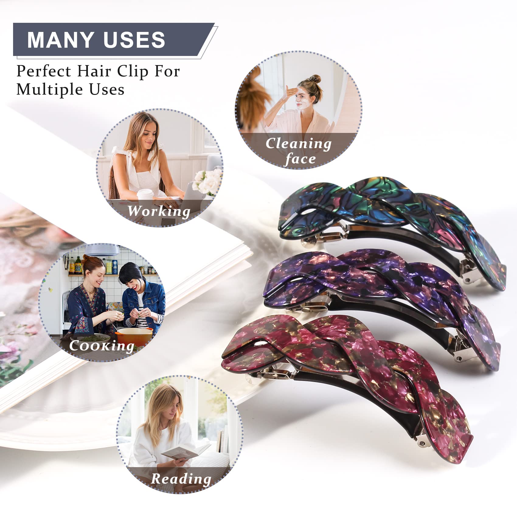 Mistofu auto hair barrette highlights removable inner bar for thicker hair