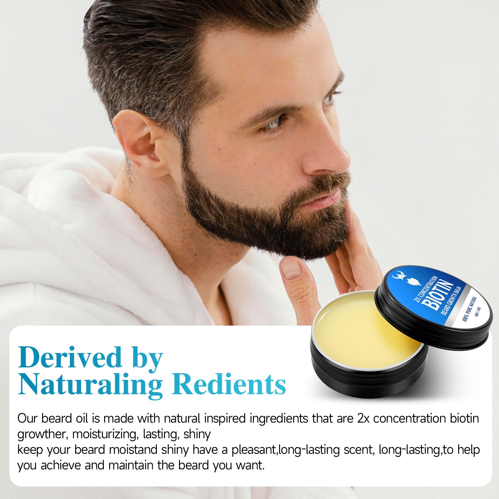 MistySprite biotin beard balm 2oz tin packaged gift-ready for gifting