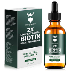 MistySprite Beard Growth Oil bottle front, fragrance-free for smoother, more hydrated beard.