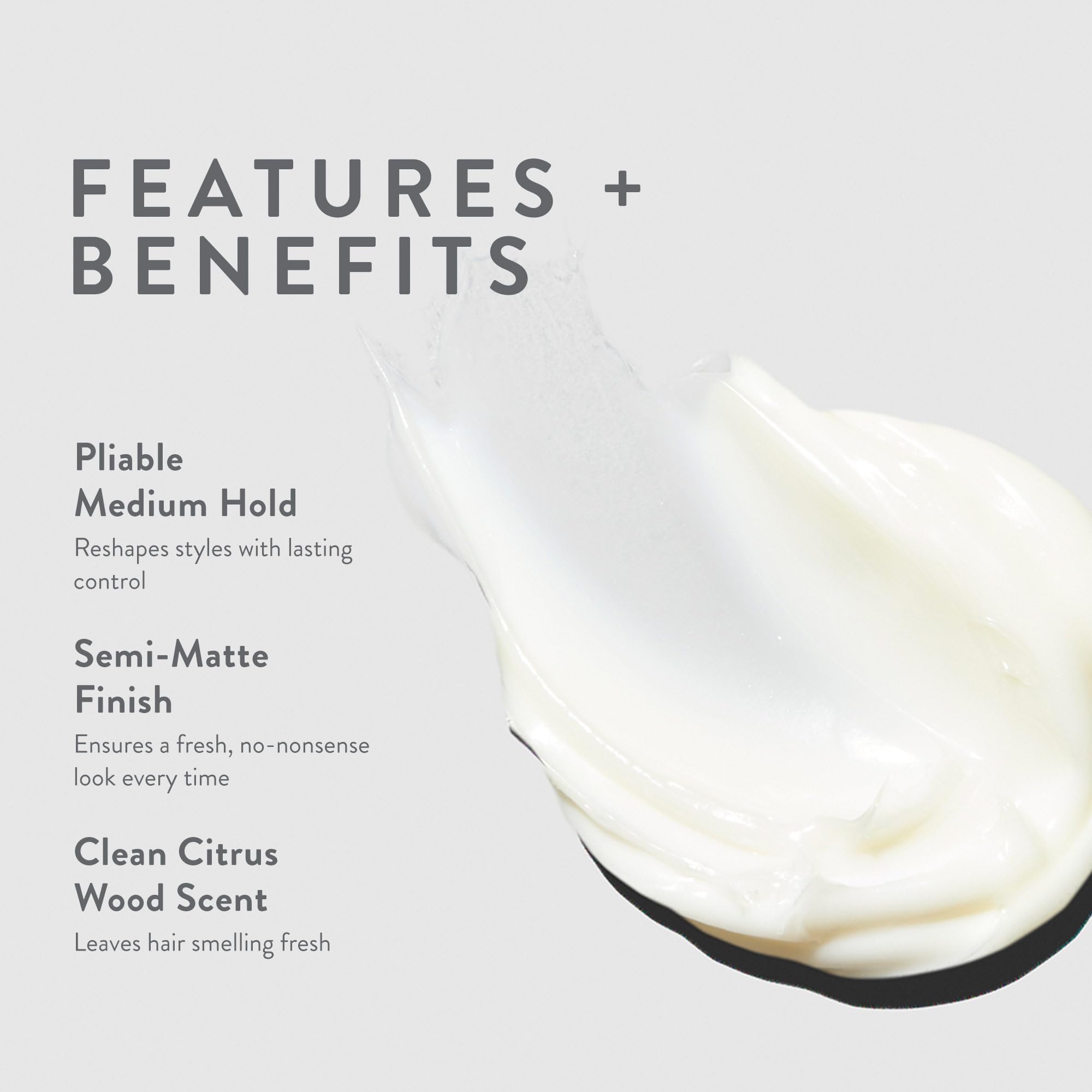 MITCH Clean Cut Styling Cream jar packaging highlighting easy shaping and natural shine