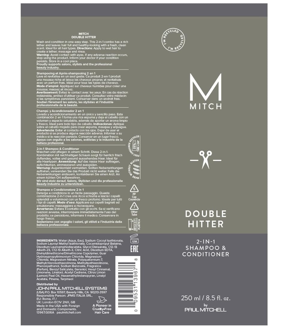 MITCH 8.5 oz travel-size bottle fits grooming on the go.