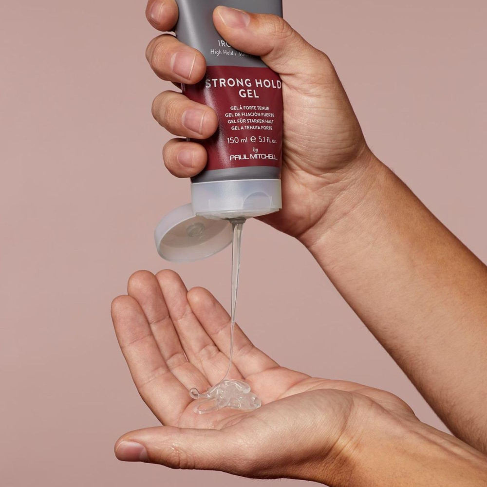 MITCH Iron Grip gel dispenser demonstrates easy application for shaping.