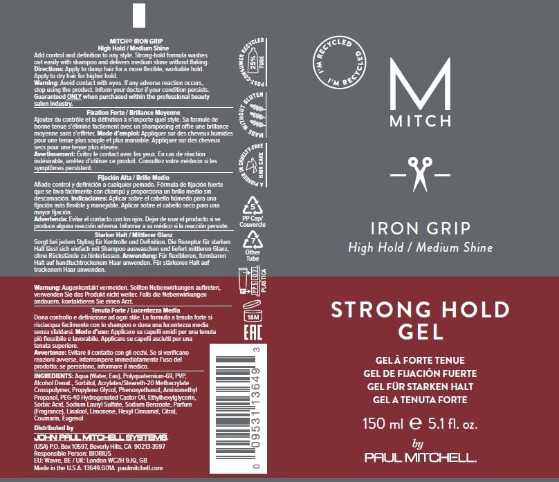 MITCH Iron Grip gel washout proves simple removal with shampoo.