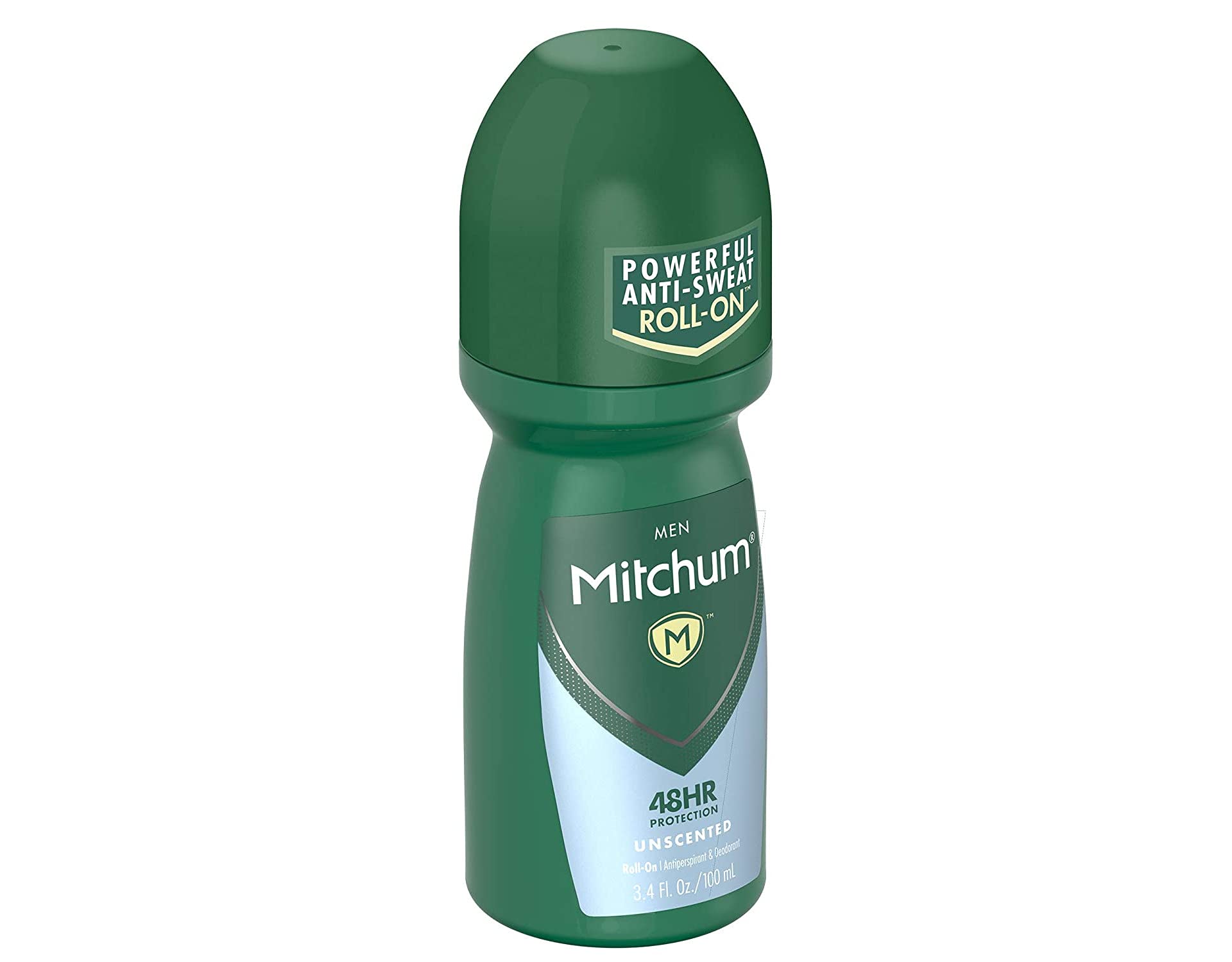 Mitchum 48-hour protection graphic highlighting odor defense against heat and motion.