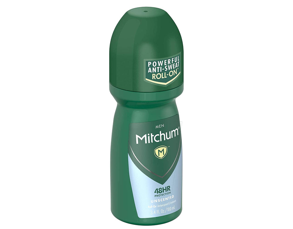 Mitchum 48-hour protection graphic highlighting odor defense against heat and motion.
