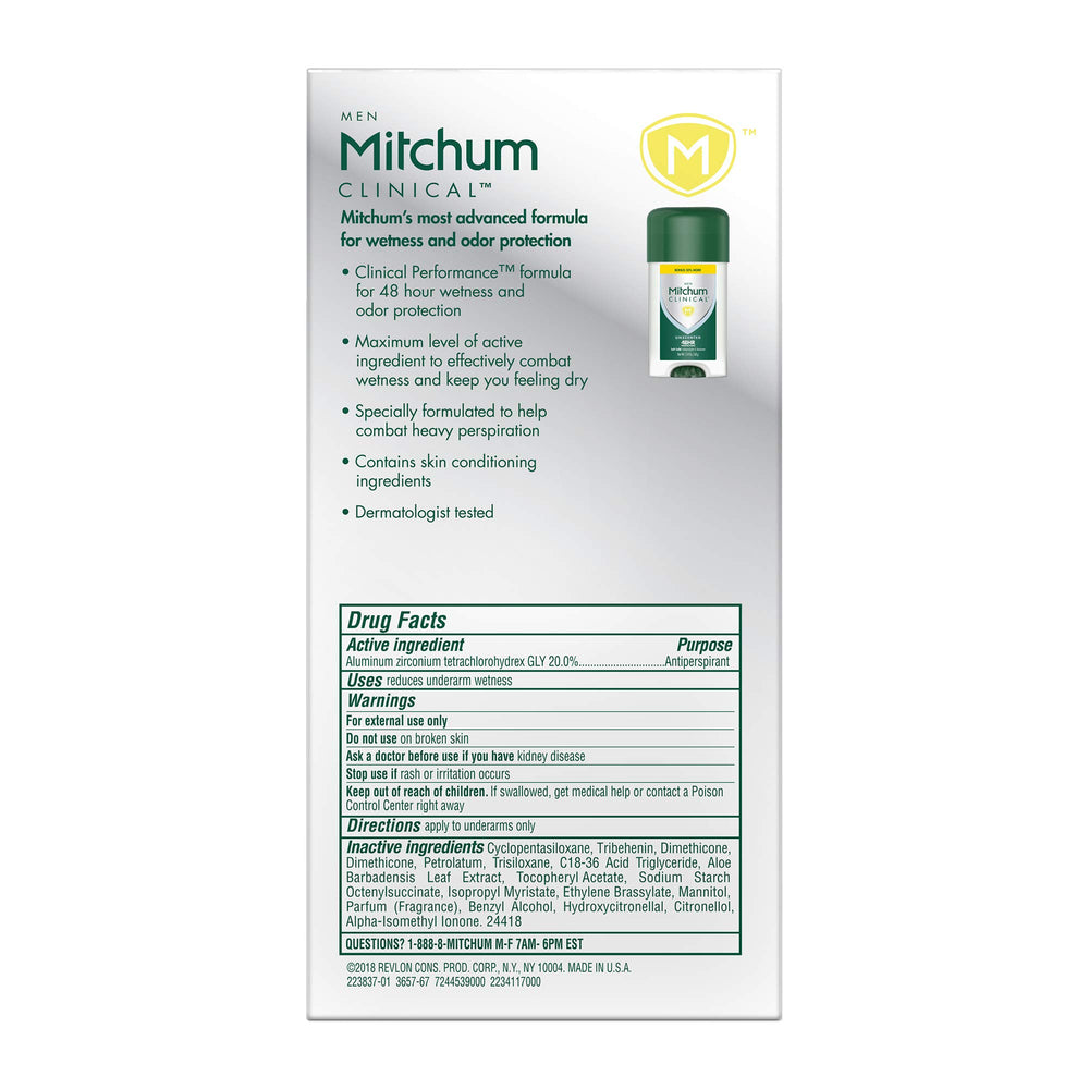 Mitchum Clinical Soft Solid Deodorant Stick application view emphasizes smooth glide.