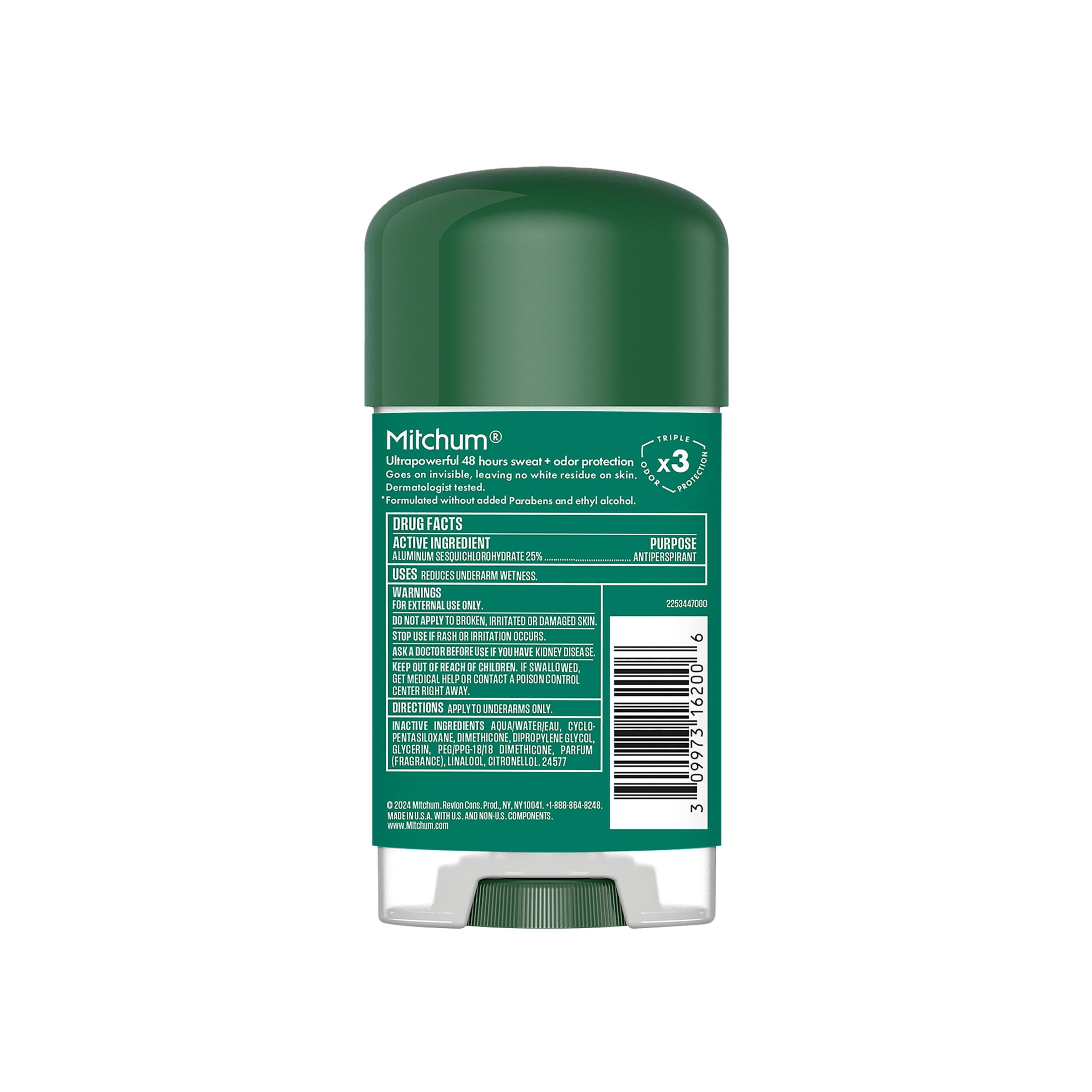 Mitchum dermatologist-tested vegan formulation supports sensitive skin daily.