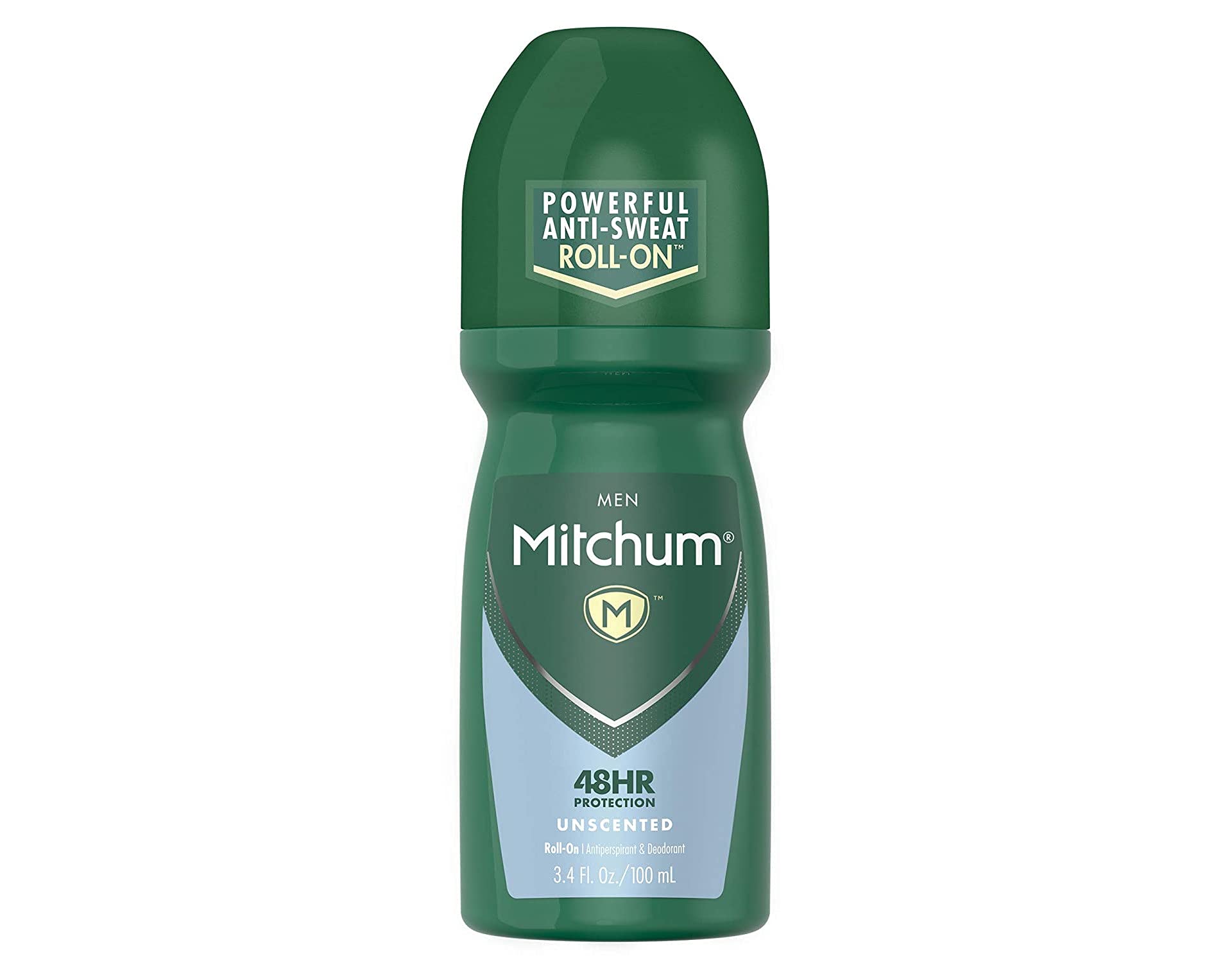 Close-up of Mitchum roll-on applying evenly for fragrance-free comfort.