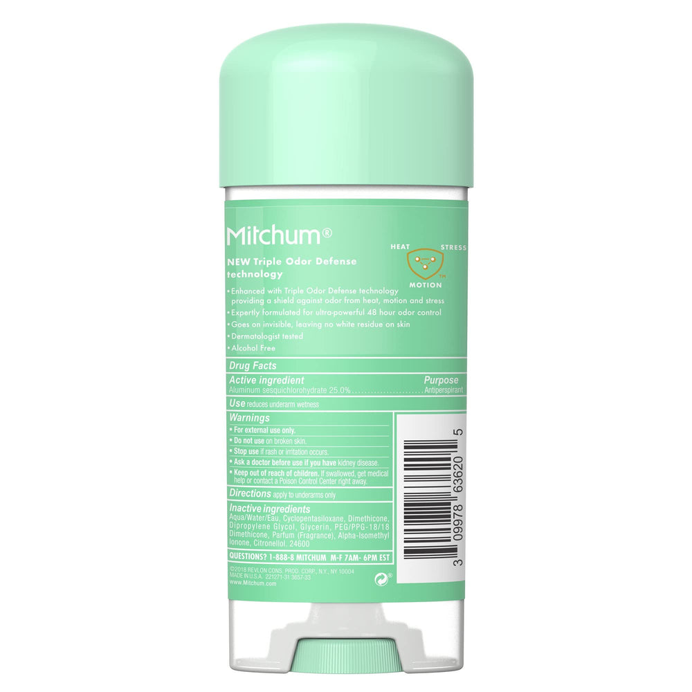 Mitchum For Women travel-ready bottle in a gym bag for on-the-go freshness.