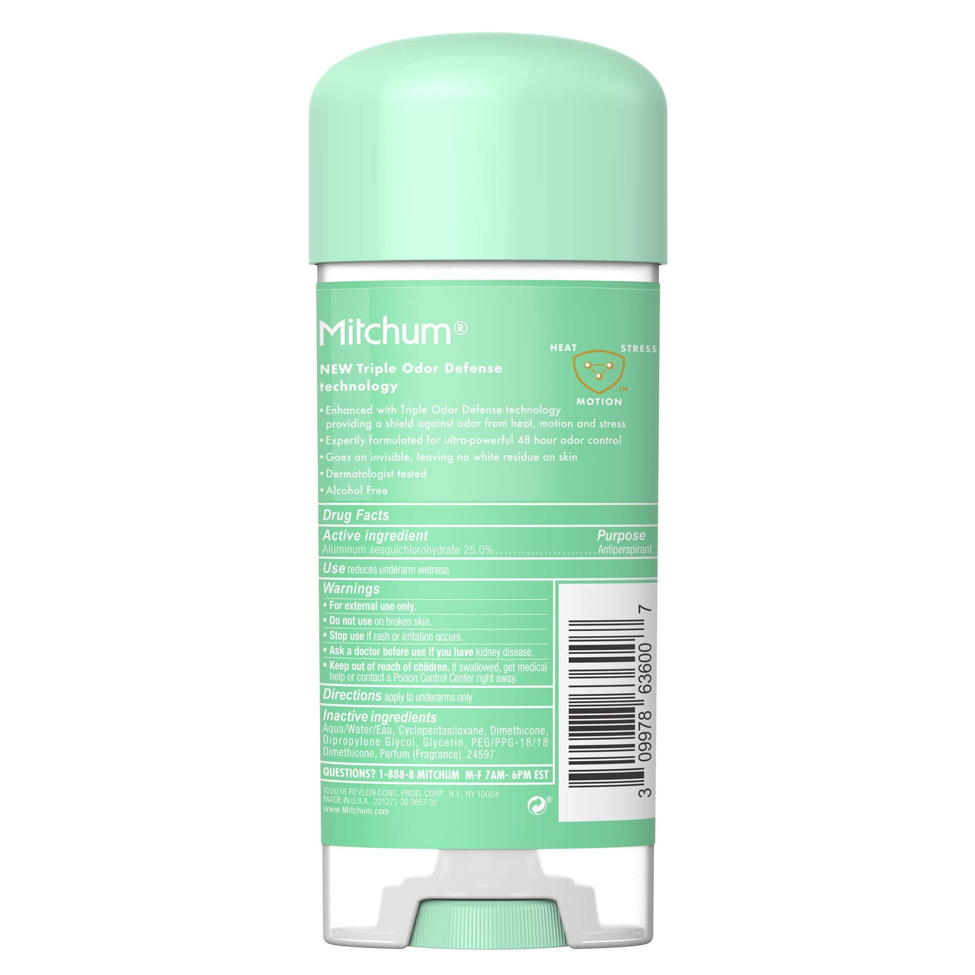 Mitchum Women Clear Gel Powder Fresh side view emphasizes sleek design and confidence