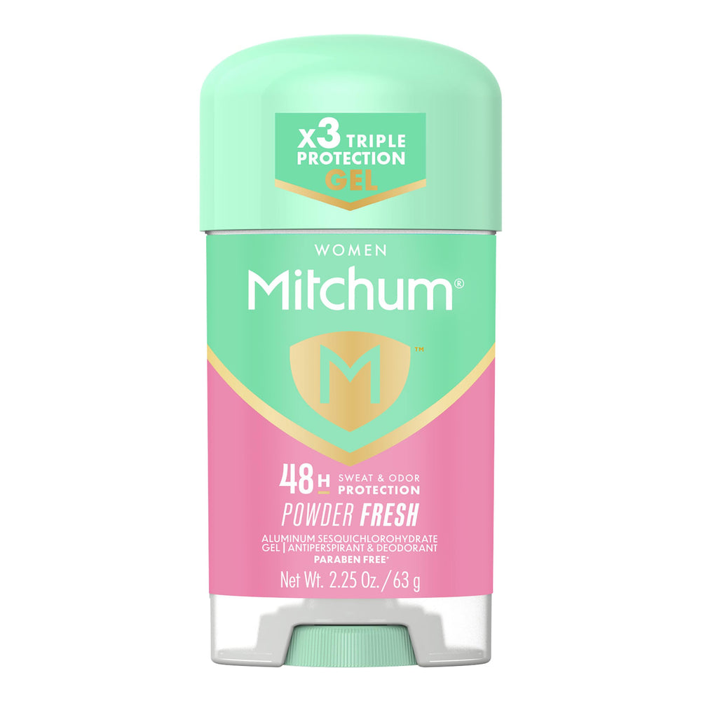Mitchum Women’s Triple Odor Protection Gel powder-fresh application for all-day confidence.