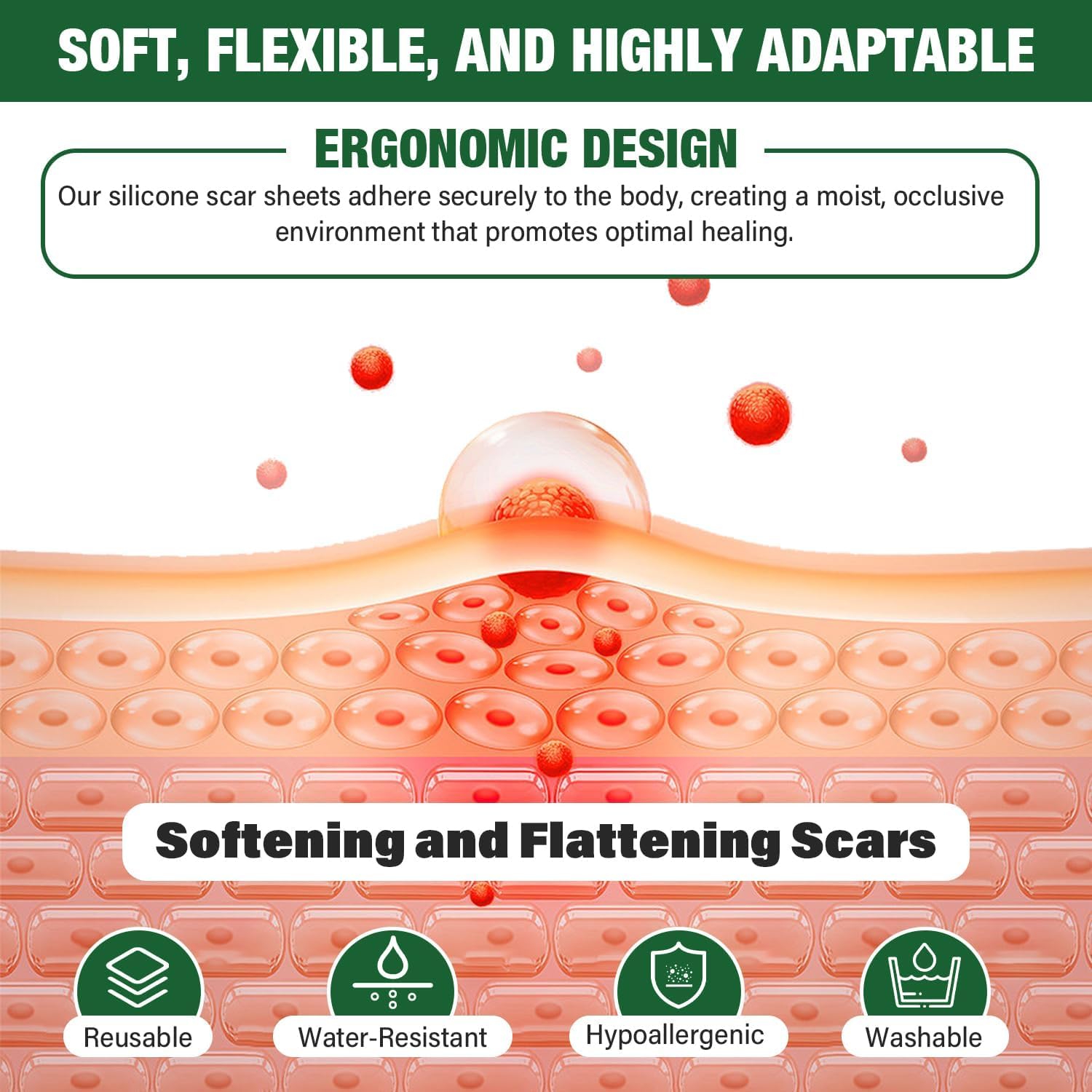 Mitreal post-surgical scar benefits visual highlighting flattening and subtle skin tone blending