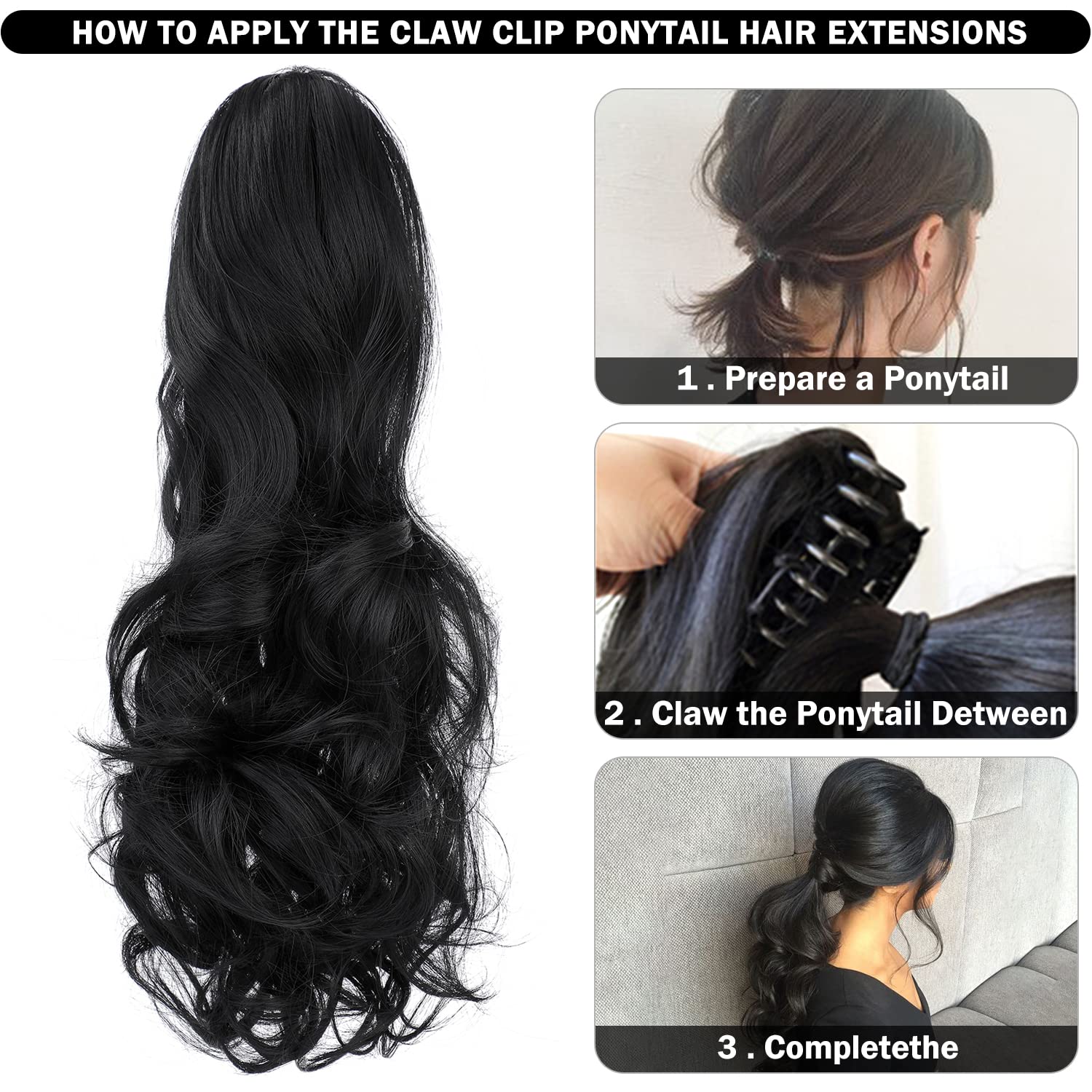 Mitrygreen clip-in ponytail attachment detail demonstrating secure grip.