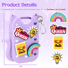 Mity Rain silicone holder with lucky charm highlights durable, washable protection for Touchland sanitizer.