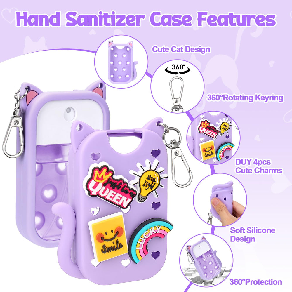 Mity Rain silicone holder with smile charm keeps sanitizer accessible during travel and daily use.