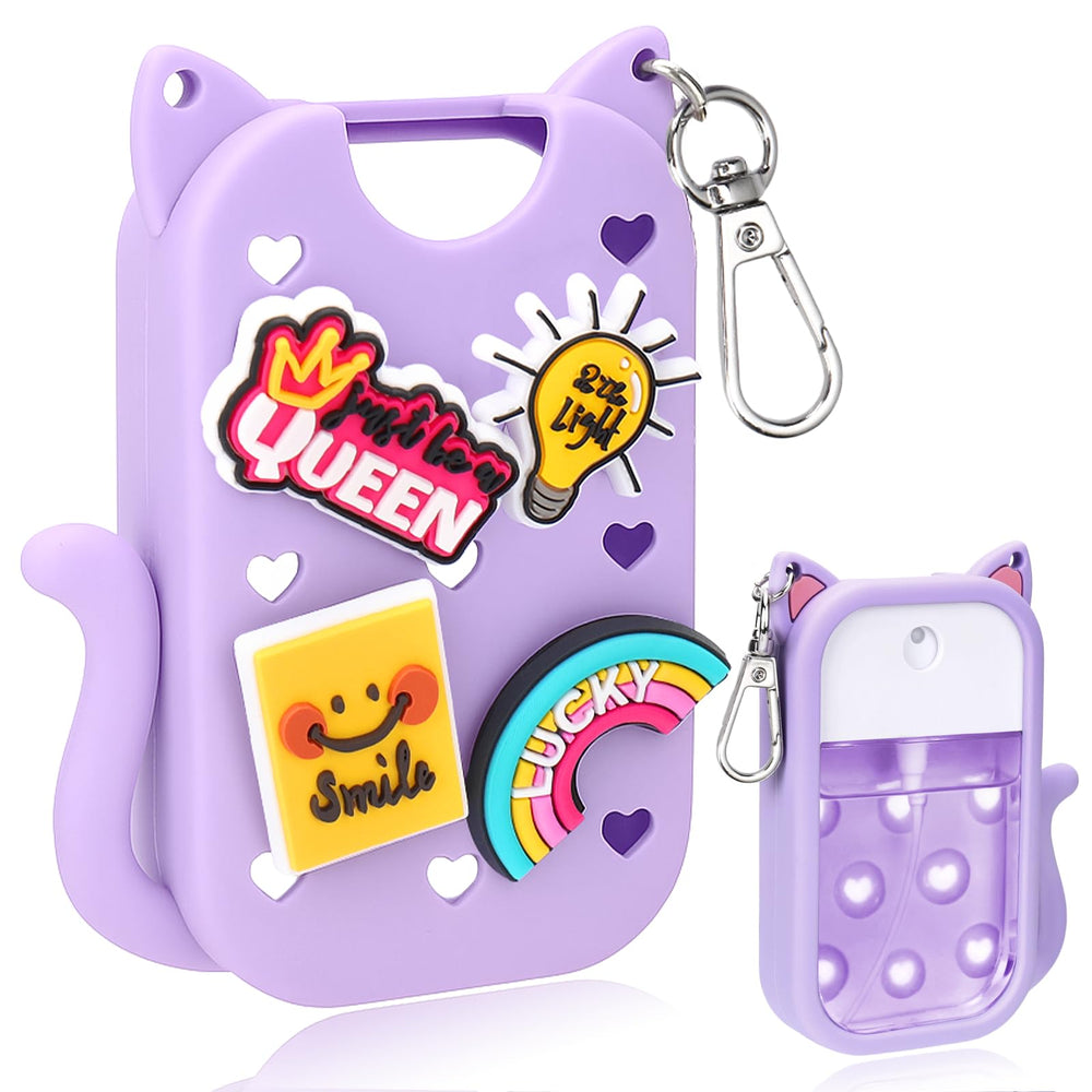 Mity Rain touchland case in purple clip showcases secure, portable hand hygiene on the go.
