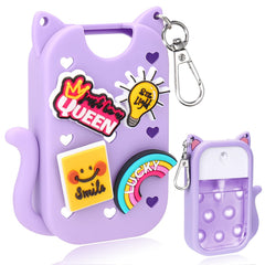 Mity Rain touchland case in purple clip showcases secure, portable hand hygiene on the go.