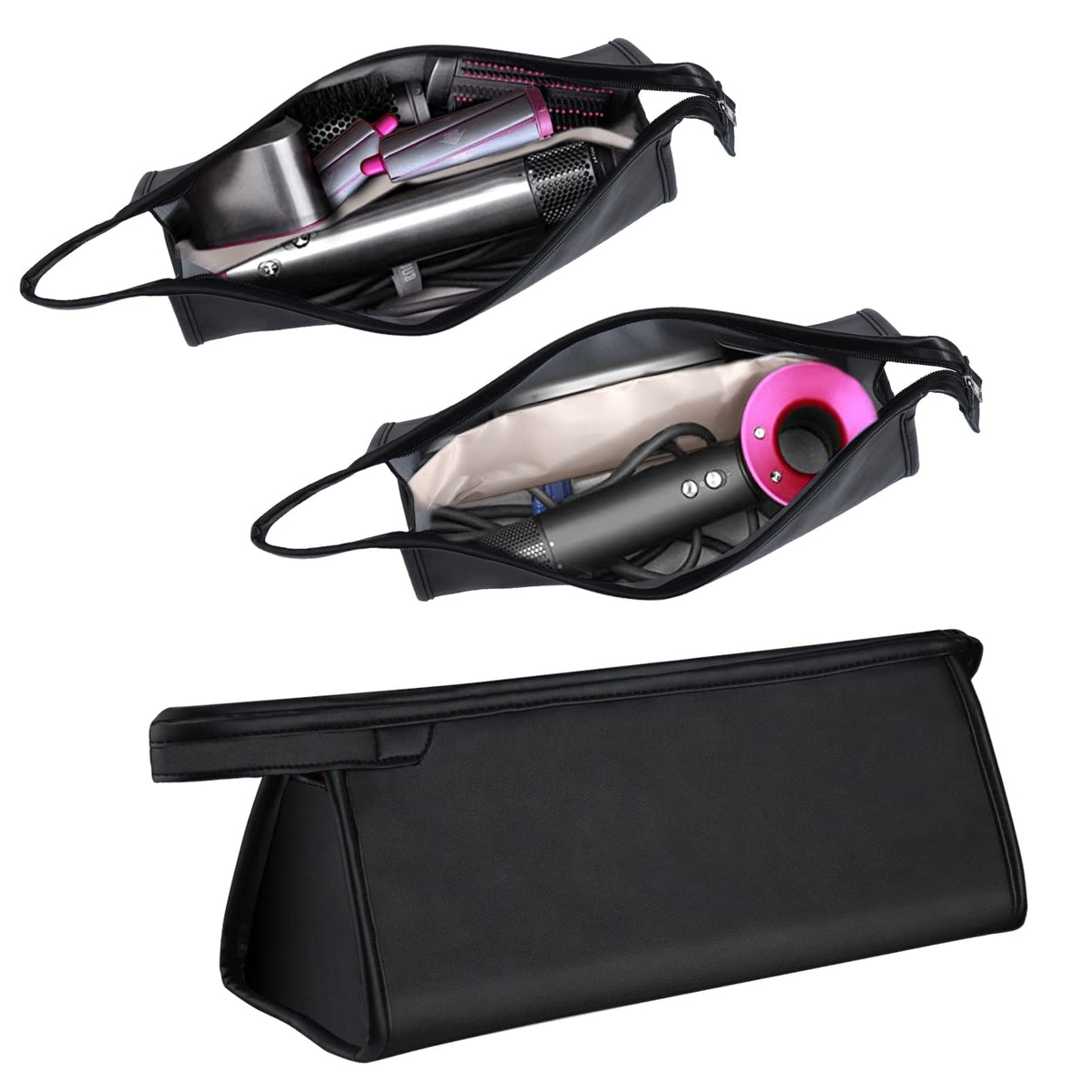 Mity Rain travel case exterior in PU leather offers waterproof protection for Dyson Airwrap gear