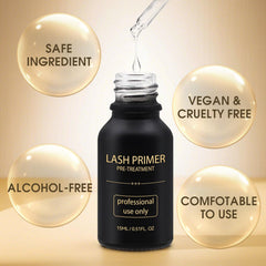 Miuffue Lash Primer on natural lashes shows removal of oils for better bonding.