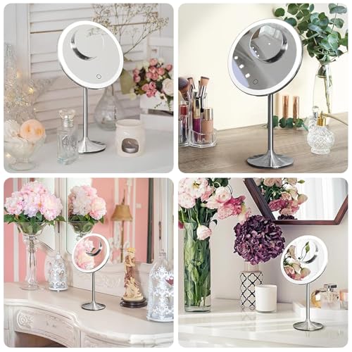 Miusco makeup mirror with magnetic lens attachment front-back convenience
