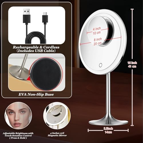 Miusco makeup mirror with dimmable LED lighting for accurate color visibility