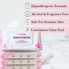 mivida fragrance-free wipes closeup reinforces gentle cleansing for sensitive skin.