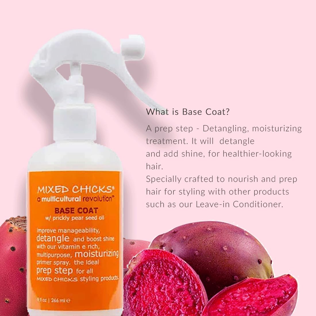 Mixed Chicks Base Coat detangling brush view showing knot-free detangling