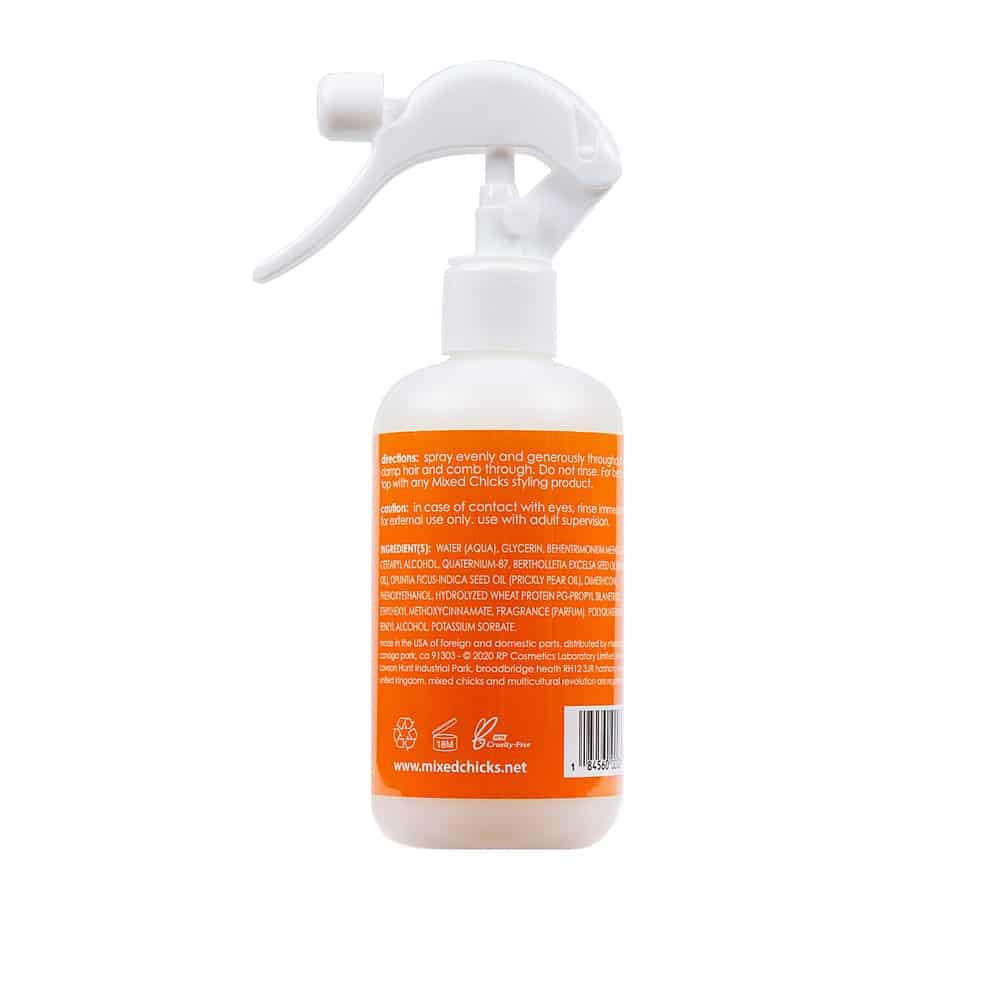 Mixed Chicks Base Coat spray on wet hair for even detangling prep