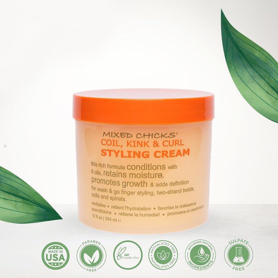 Mixed Chicks bottle highlights botanical oils for moisture and shine.