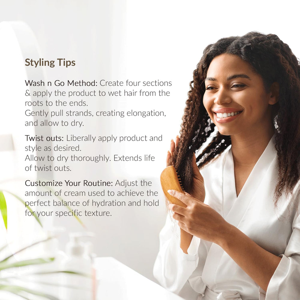 Mixed Chicks coils and spirals defined with cream for natural shine.