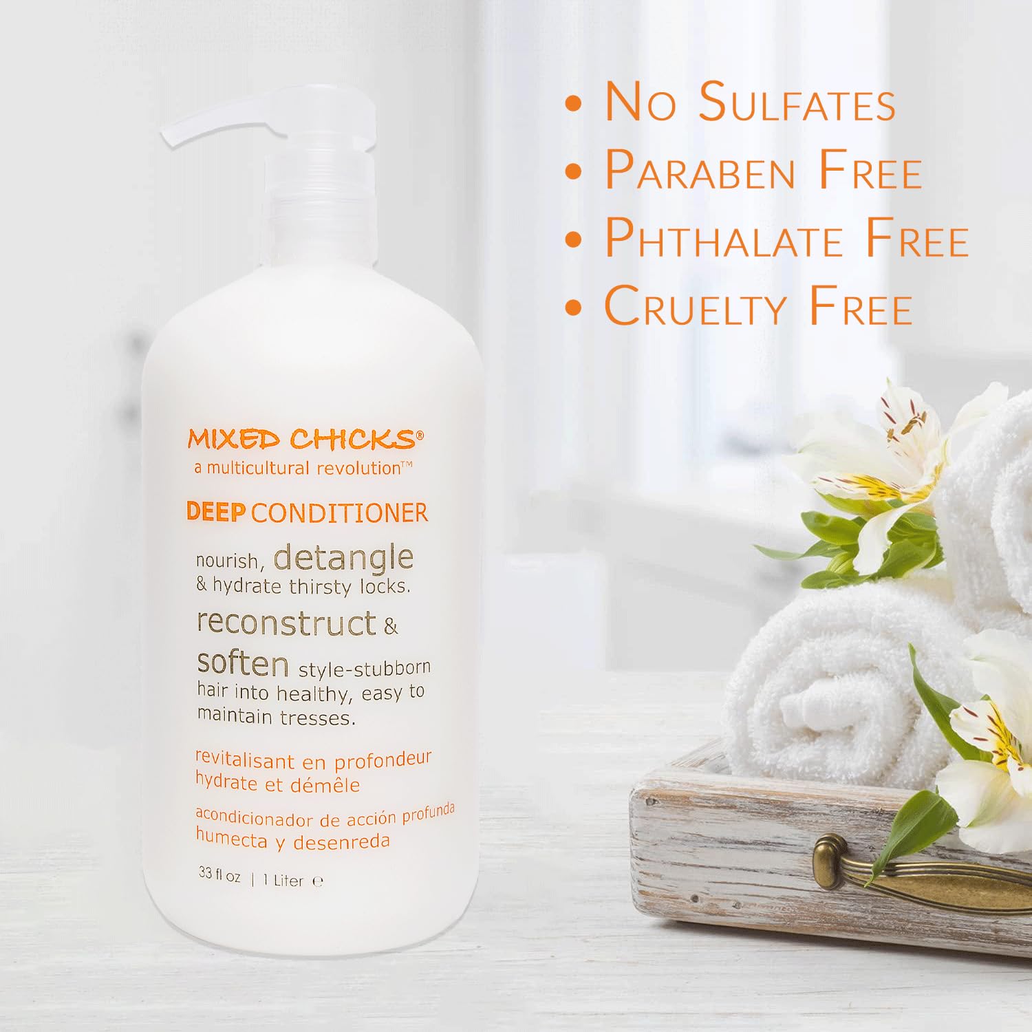 Mixed Chicks Detangling Deep Conditioner safflower oil close-up highlights nourishing moisture boost.
