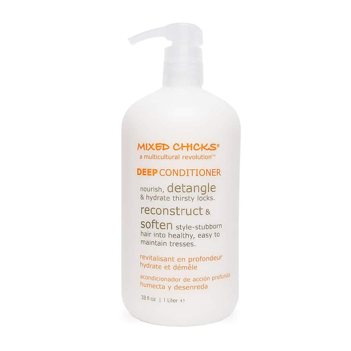 Mixed Chicks Detangling Deep Conditioner bottle promotes soft, moisturized hair.