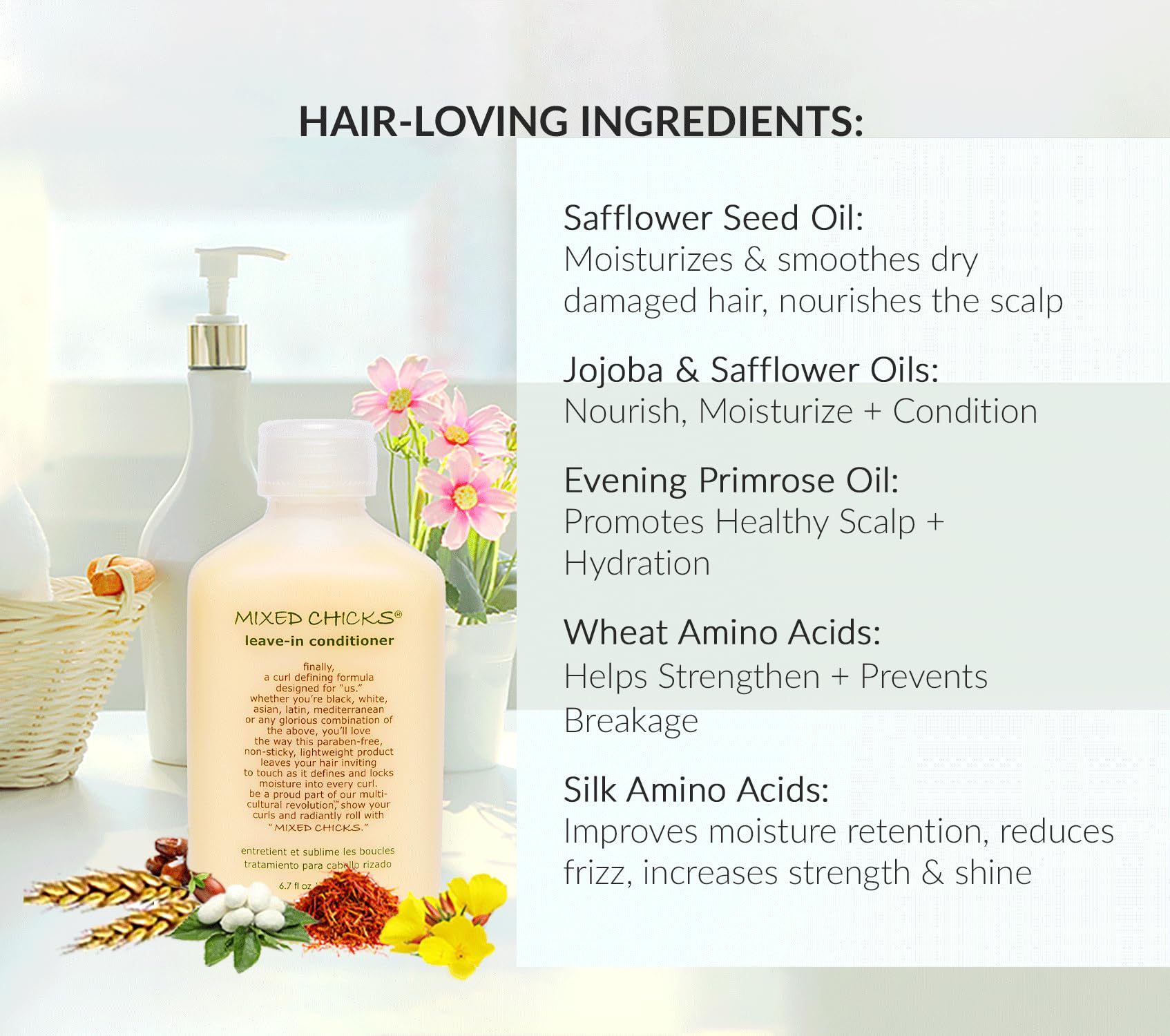 Mixed Chicks frizz-control finish with glossy, tamed hair