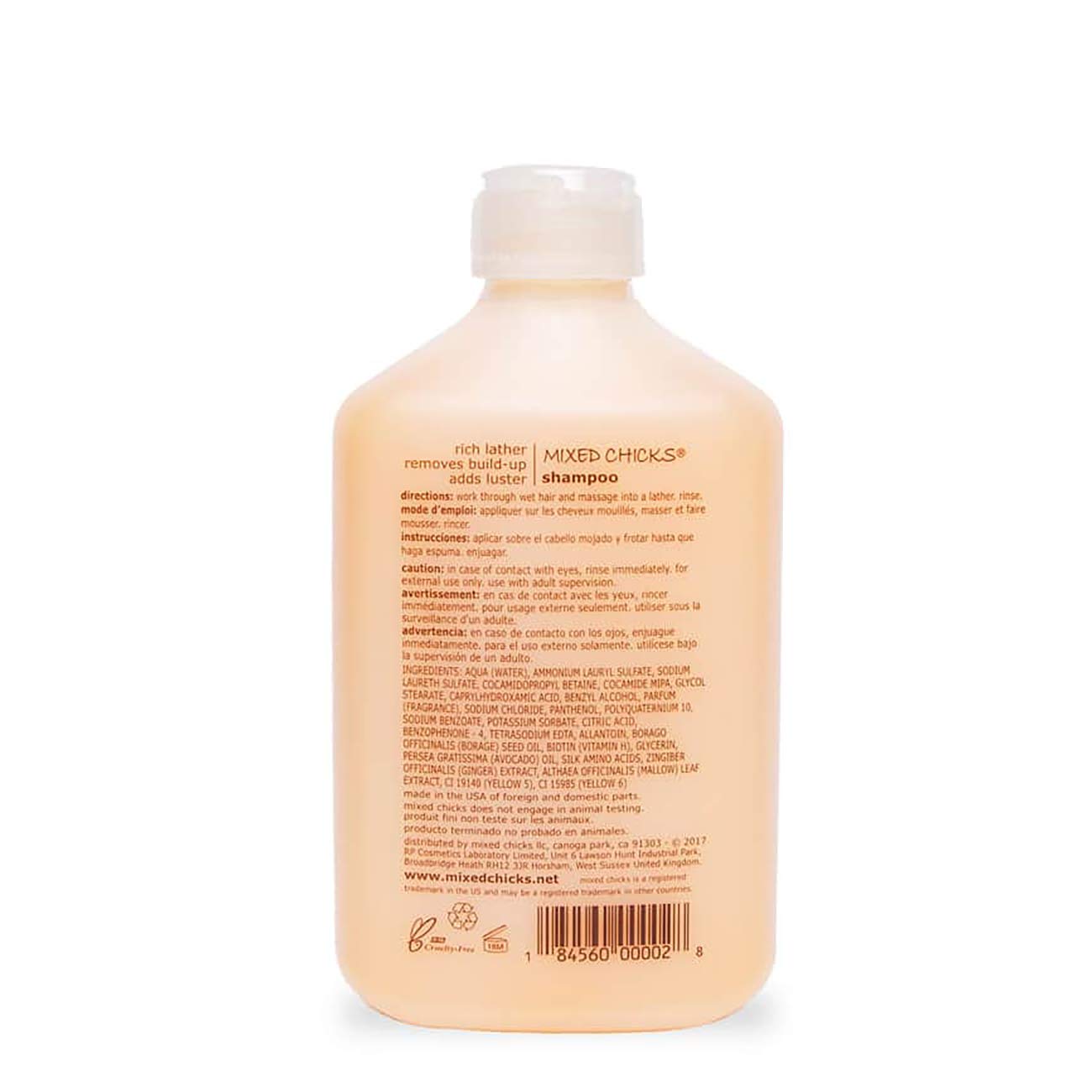 Mixed Chicks Gentle Clarifying Shampoo foam close-up shows thorough cleansing and buildup removal.