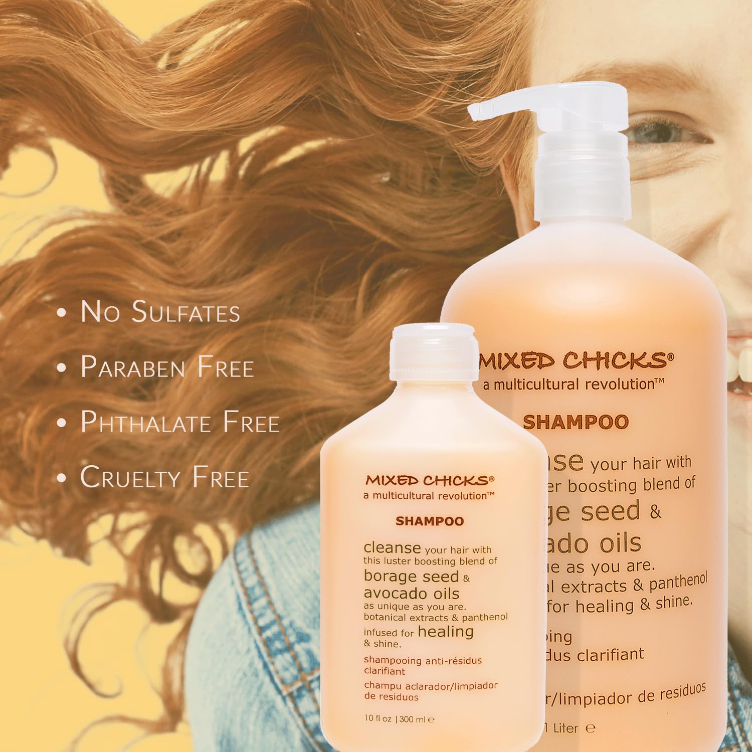 Mixed Chicks Gentle Clarifying Shampoo lather in hand demonstrates easy daily cleansing.