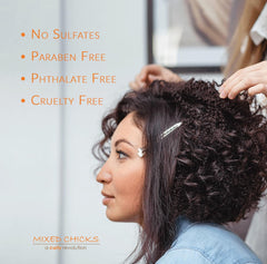 Mixed Chicks Gloss and Shining Hair Silk being applied for quick smoothing during styling.